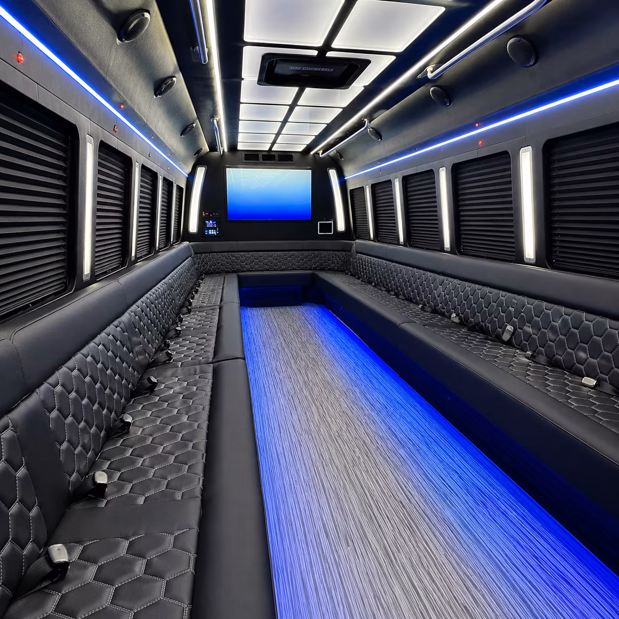 nampa 50 passenger party bus inside